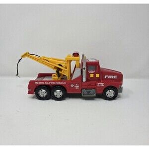 Vintage Funrise Fire Rescue Tow Truck 1994 Metro City Toy w/ Crane Cable